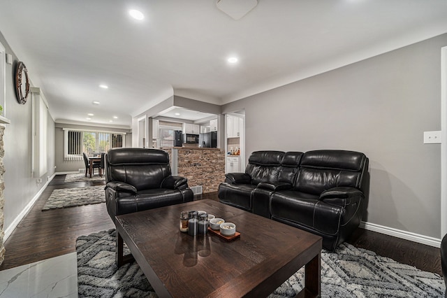 8373 Mckinley, Center Line, MI 48015 - living room with baseboards, recessed lighting, and wood finished floors