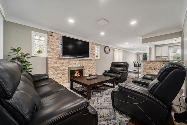 8373 Mckinley, Center Line, MI 48015 - living room with a large fireplace and recessed lighting