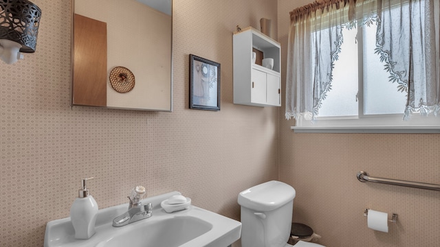 half bathroom with toilet and a sink