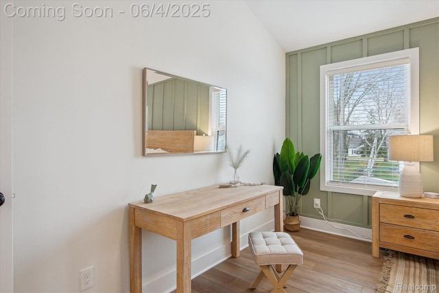 9405 Northern Ave, Plymouth, MI 48170 - office with light wood-style flooring, baseboards, and lofted ceiling