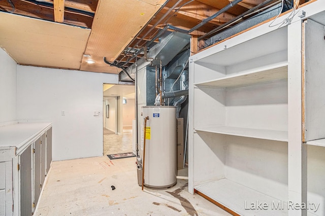 unfinished below grade area with gas water heater