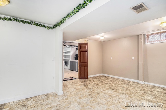 below grade area with baseboards
