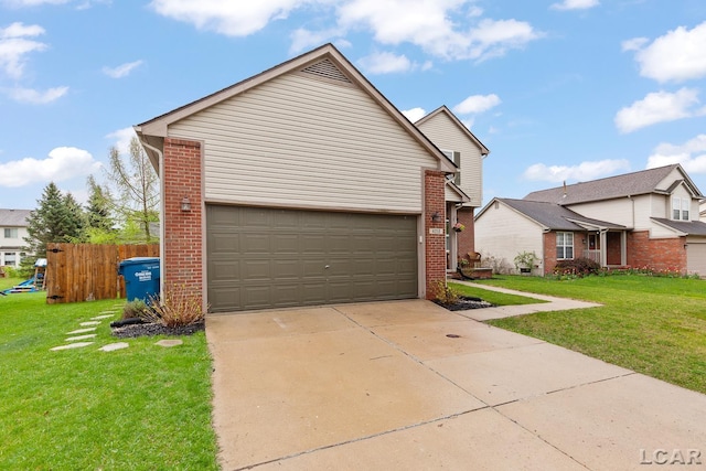 view of front facade featuring brick siding and concrete driveway