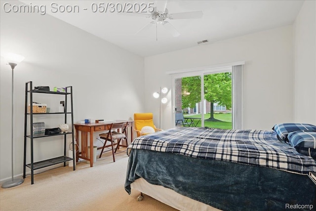 16490 Norfolk Dr, Macomb, MI 48044 - bedroom featuring carpet flooring, access to outside, baseboards, and a ceiling fan