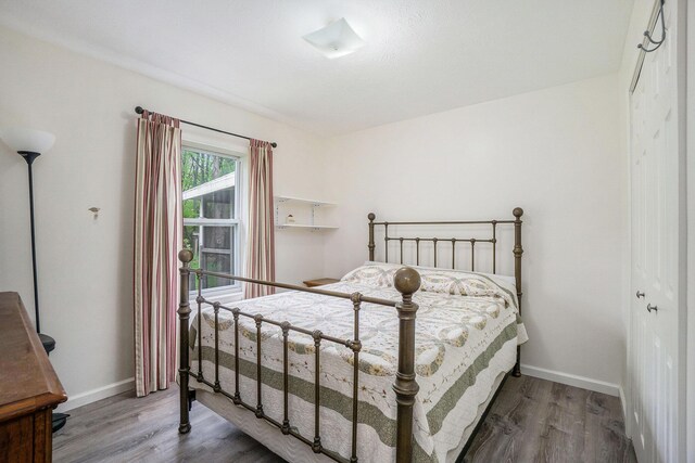 53746 Stevens Ln, Three Rivers, MI 49093 - bedroom featuring wood finished floors, baseboards, and a closet