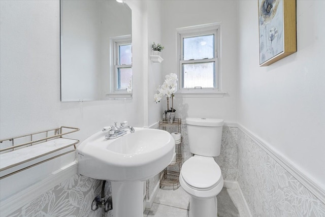 half bathroom featuring toilet and a sink