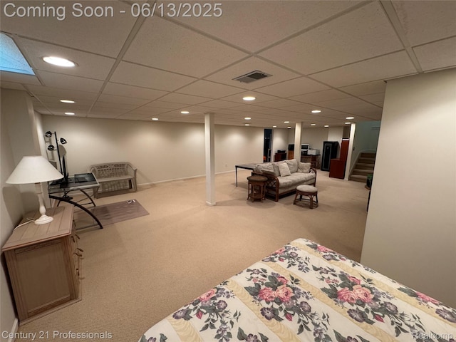 4522 Willow View Ct, Howell, MI 48843 - bedroom featuring carpet flooring, a drop ceiling, recessed lighting, and baseboards