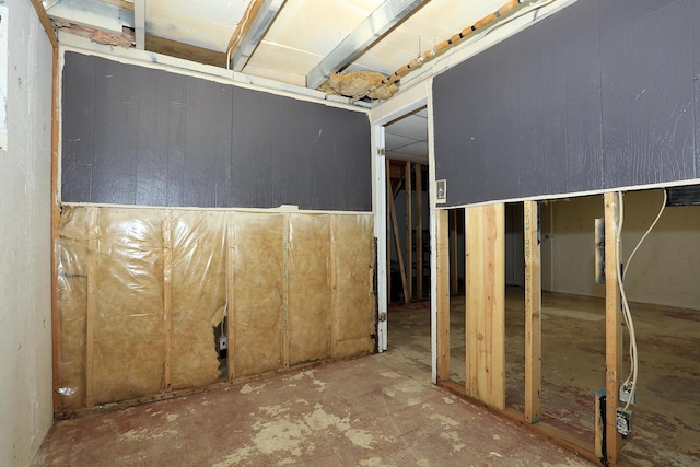 view of unfinished basement