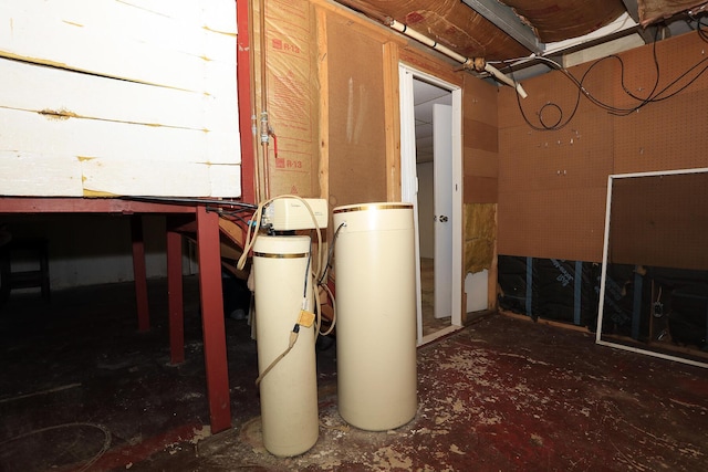 below grade area with a water softener