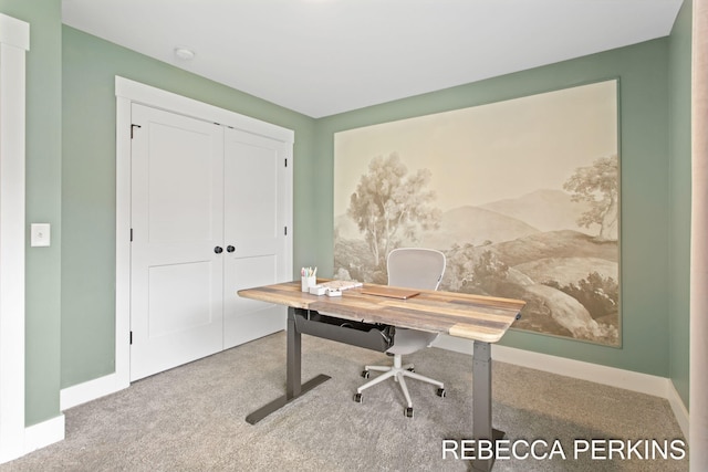 office featuring carpet flooring and baseboards