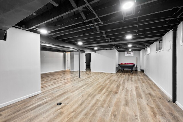 839 E Hayes Ave, Hazel Park, MI 48030 - finished basement with wood finished floors, baseboards, and billiards table