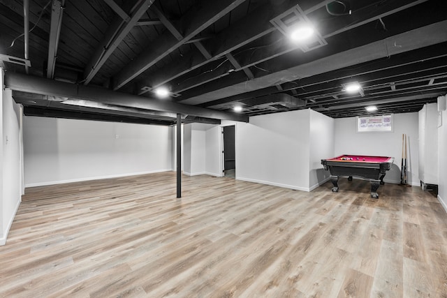 839 E Hayes Ave, Hazel Park, MI 48030 - below grade area with billiards table, wood finished floors, and baseboards