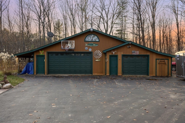 view of detached garage