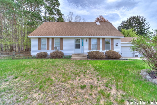 823 Warner St, Whitehall, MI 49461 - ranch-style home featuring entry steps, an attached garage, and roof with shingles