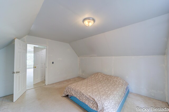 823 Warner St, Whitehall, MI 49461 - carpeted bedroom featuring lofted ceiling