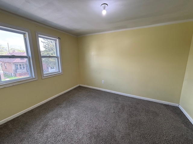 17233 Fenelon St, Hamtramck, MI 48212 - unfurnished room featuring ornamental molding, dark carpet, and baseboards
