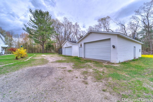 view of detached garage