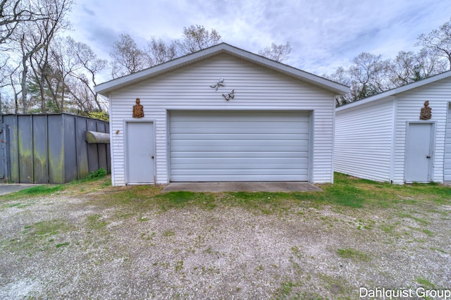 view of detached garage