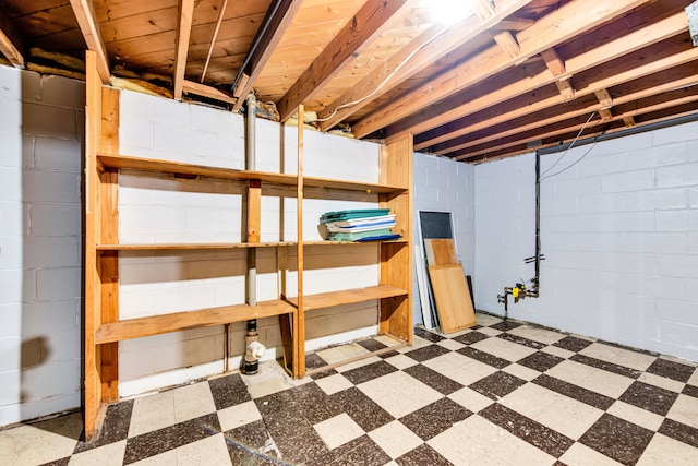 24719 Audrey Ave, Warren, MI 48091 - unfinished below grade area with tile patterned floors and concrete block wall
