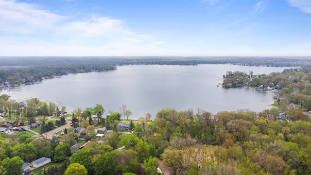 aerial overview of property's location featuring a nearby body of water