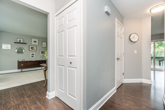 318 Arlington Dr, Rochester Hills, MI 48307 - hallway with dark wood-type flooring and baseboards
