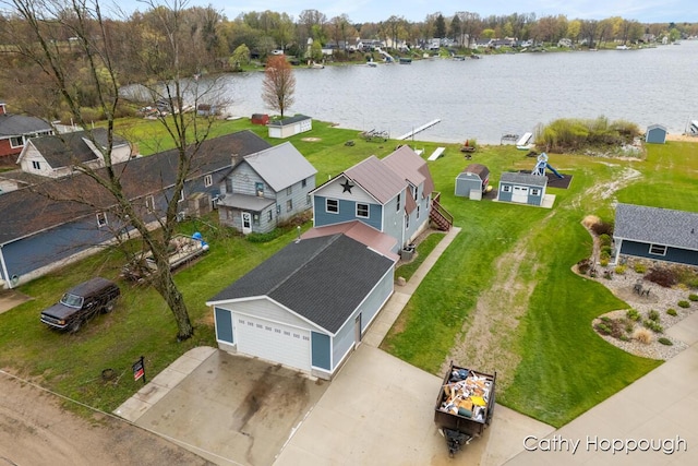 aerial view of a nearby body of water