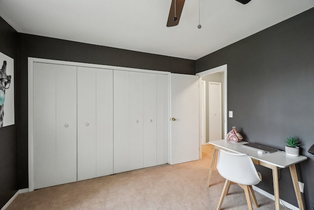 4630 Pasture Ln, White Lake, MI 48383 - home office featuring light colored carpet and a ceiling fan