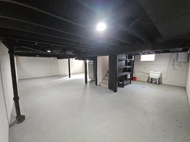 basement with stairs
