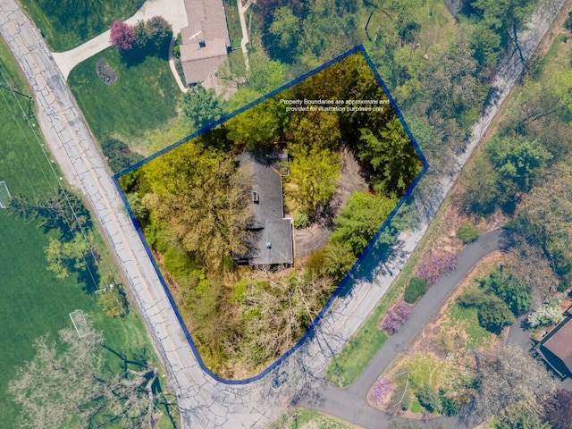 aerial view of property's location with property parcel outlined