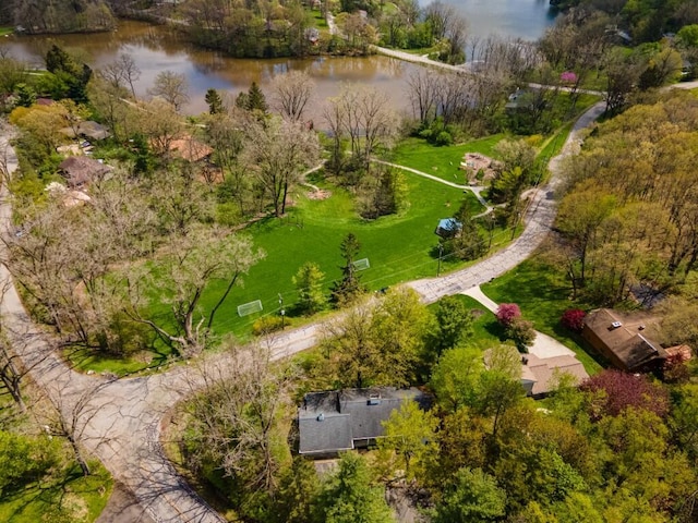 aerial view of a nearby body of water