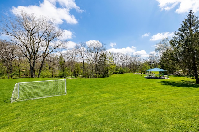 view of property's community featuring a gazebo and an area for soccer