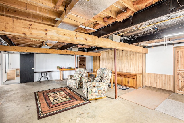 347 Lou Alice Dr, Columbiaville, MI 48421 - unfinished basement with wooden walls