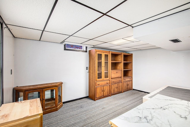 347 Lou Alice Dr, Columbiaville, MI 48421 - bedroom with baseboards, carpet floors, and a drop ceiling
