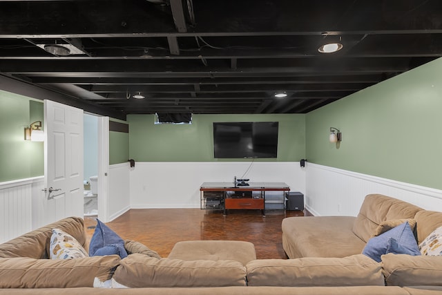 living area with wainscoting