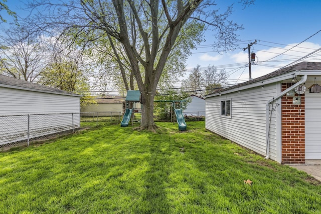 view of yard featuring a playground