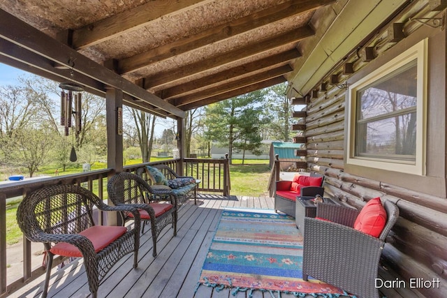 5359 Huck Dr, Sheridan, MI 48884 - wooden deck featuring outdoor lounge area