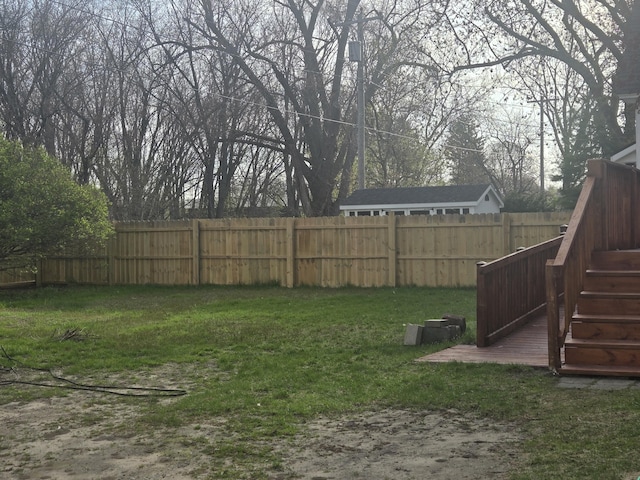 view of yard featuring stairs
