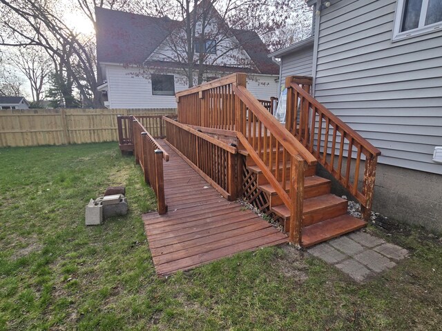 deck featuring stairs