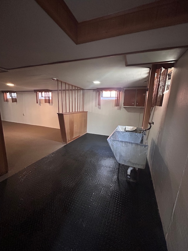 23162 Saxony Ave, Eastpointe, MI 48021 - below grade area with carpet floors and a sink