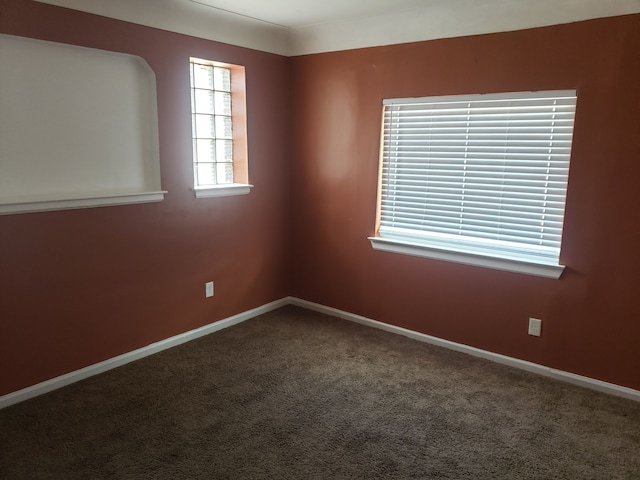 carpeted empty room with baseboards