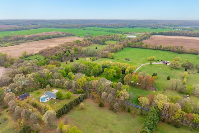 aerial view of sparsely populated area with a pastoral area