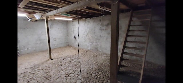 view of unfinished basement