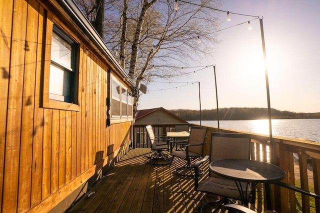6294 Rock Rd, Lake, MI 48632 - wooden deck featuring a water view