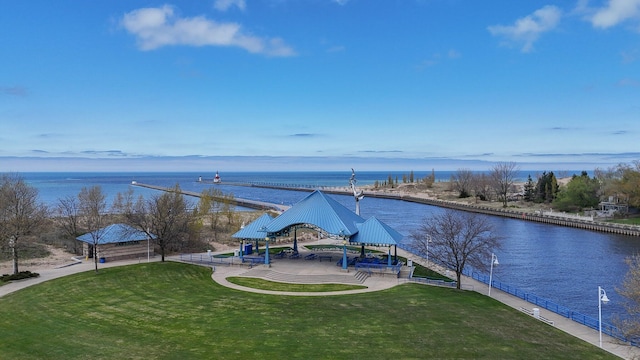 water view with a gazebo