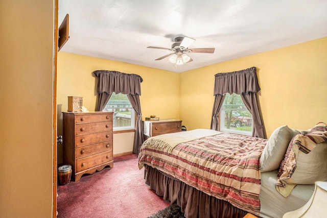 bedroom with carpet floors and ceiling fan