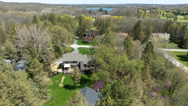 aerial view of a heavily wooded area