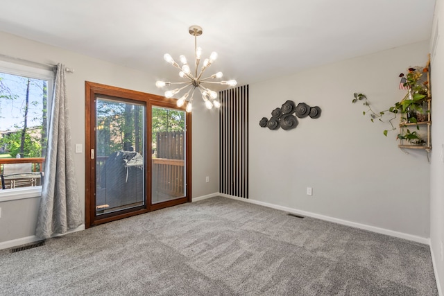 42036 Saratoga Cir, Canton, MI 48187 - unfurnished room with a chandelier, carpet flooring, and baseboards