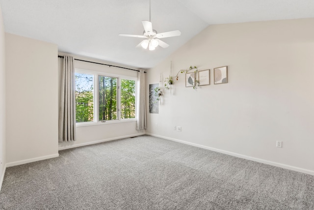42036 Saratoga Cir, Canton, MI 48187 - spare room with ceiling fan, carpet, lofted ceiling, and baseboards