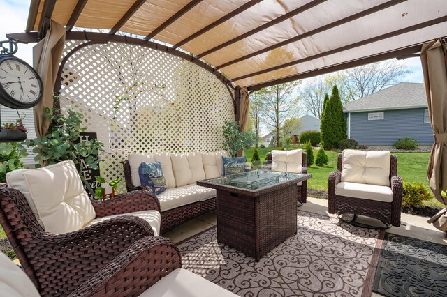 72597 Faye Ct, South Haven, MI 49090 - view of patio featuring outdoor lounge area and a pergola