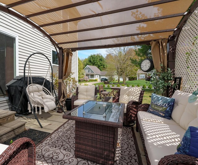 72597 Faye Ct, South Haven, MI 49090 - view of patio / terrace featuring a pergola and outdoor lounge area